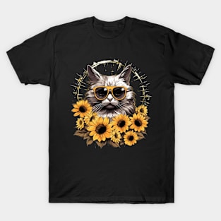 Cat and Sunflowers T-Shirt